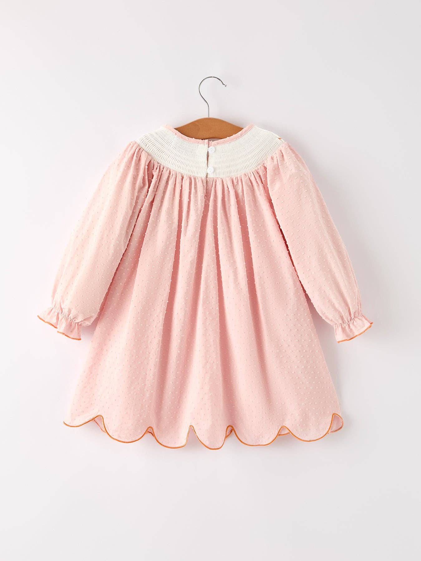 Fall Thanksgiving Turkey & Pumpkin Smock Embroidery Toddler Girl Dress