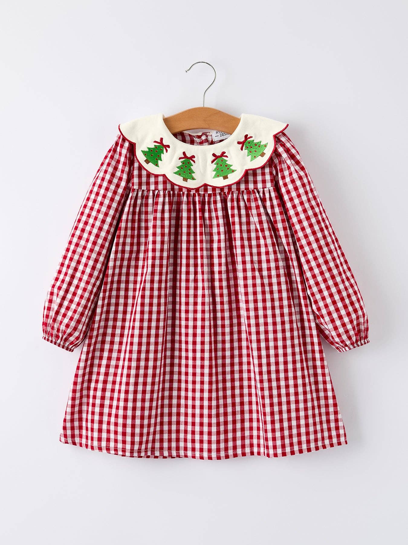 white christmas dresses Christmas Embroidered Christmas Tree Plaid Girls Dress – Avalon Littles