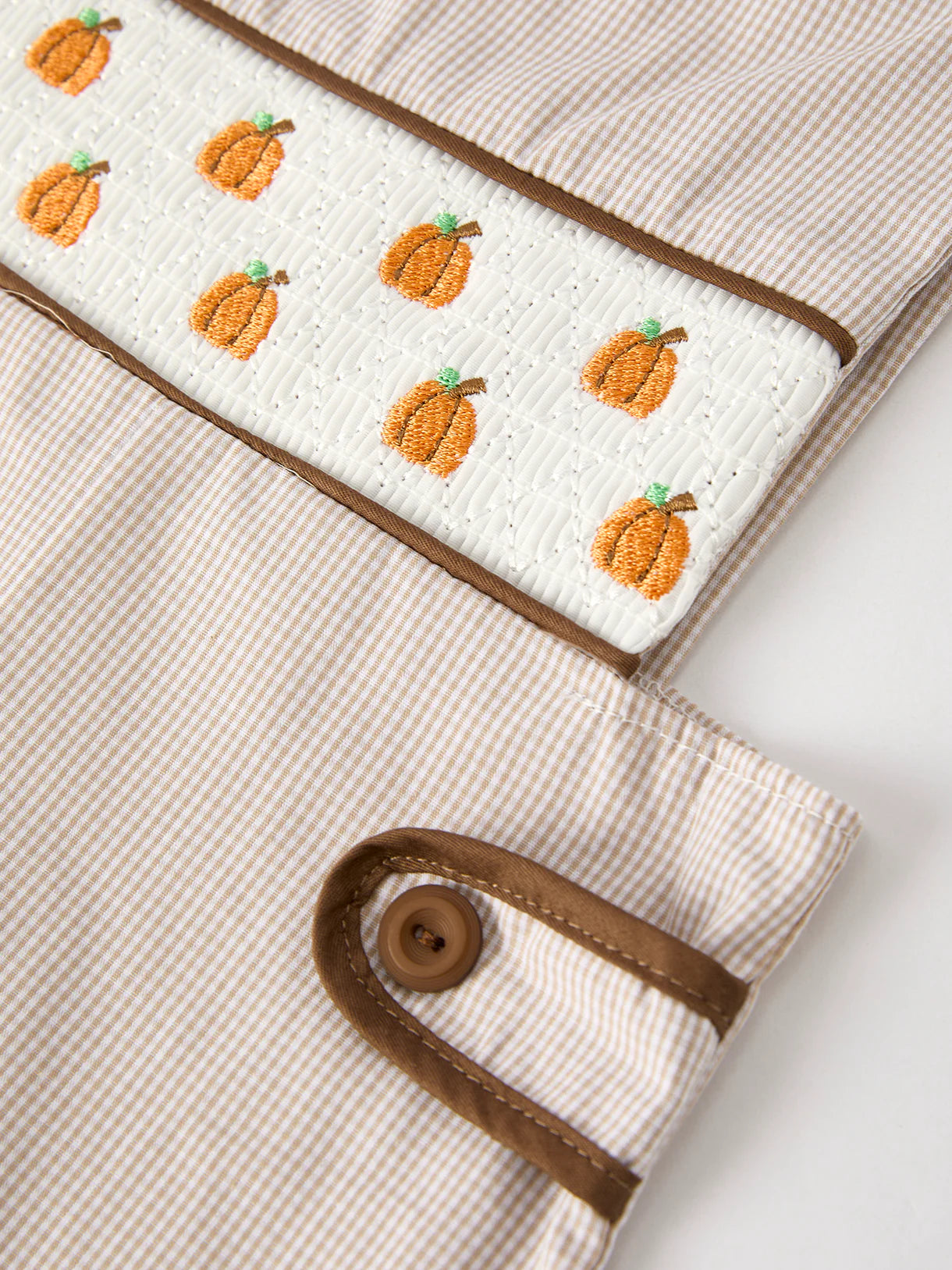 Fall Halloween & Thanksgiving Pumpkin Smock Embroidered Boys Romper