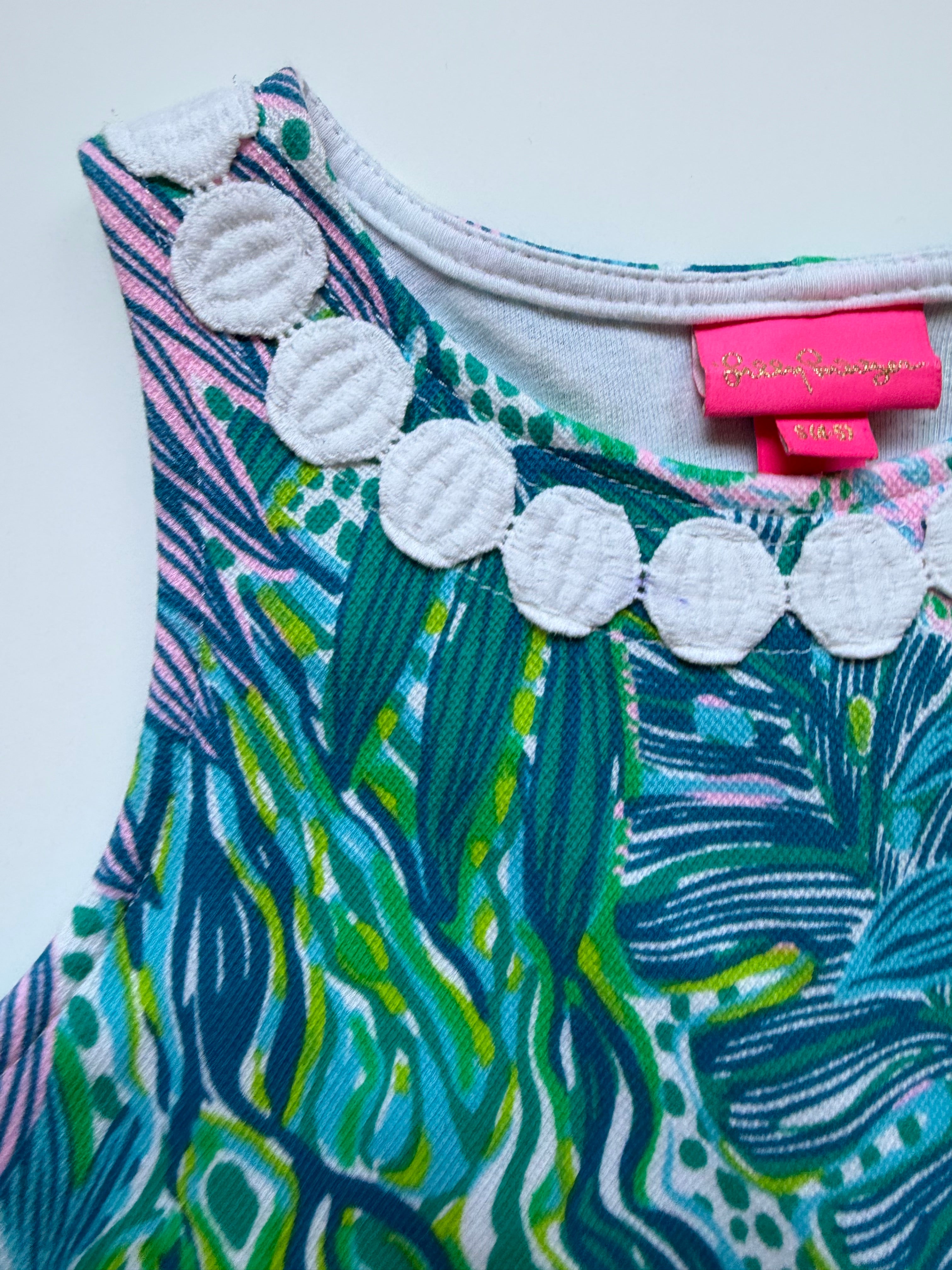 Girls Lilly Pulitzer Green & Blue Tropical Print Shift Dress