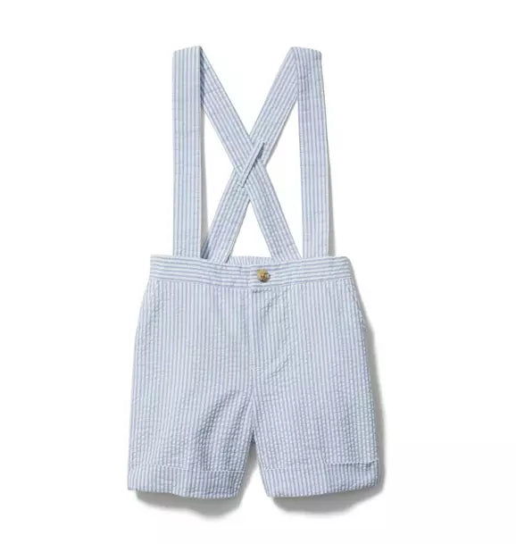 Baby Boy Blue Seersucker Suspender Short