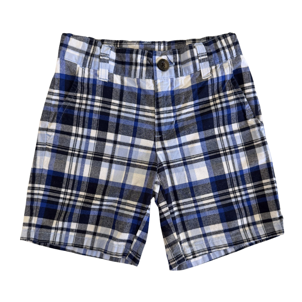 Toddler Boys Black & Blue Plaid Shorts