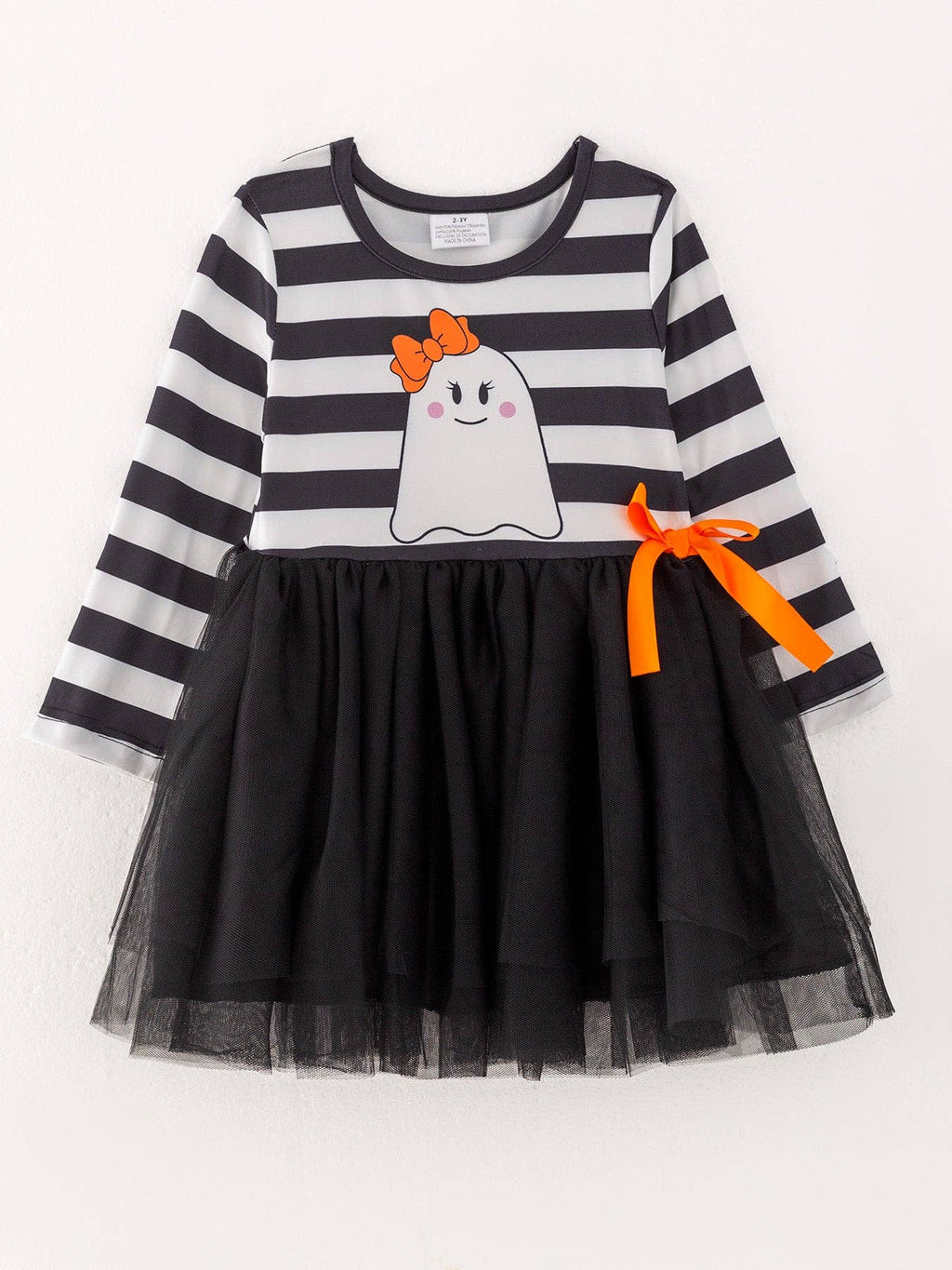 Fall Halloween Baby Girls Tutu Skirt Long Sleeve Stripe Dress