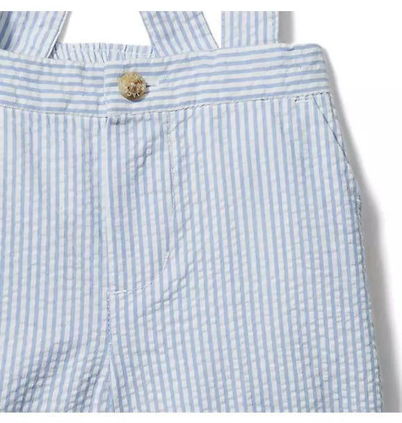 Baby Boy Blue Seersucker Suspender Short