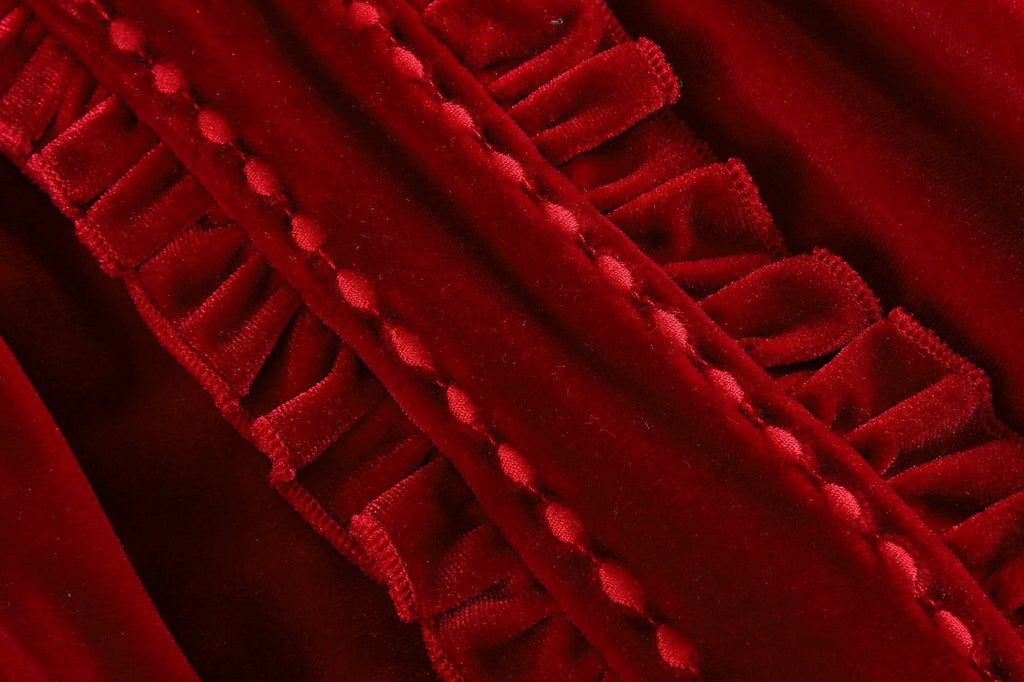 Red Velvet Ruffle Dress