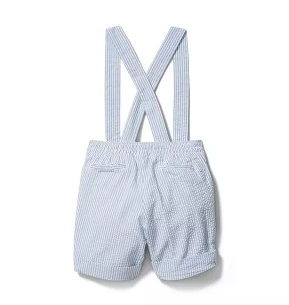 Baby Boy Blue Seersucker Suspender Short