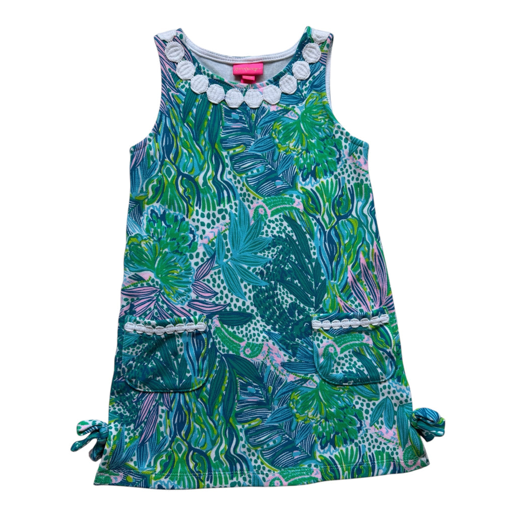 Girls Lilly Pulitzer Green & Blue Tropical Print Shift Dress