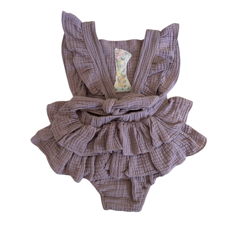 Floral Baby GIrl's 1st Birthday Embroidered Birthday Romper