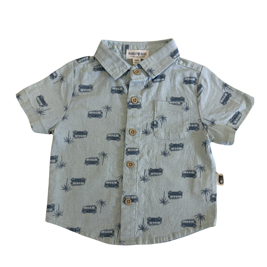 Toddler Boy Short Sleeved Button Down Shirt