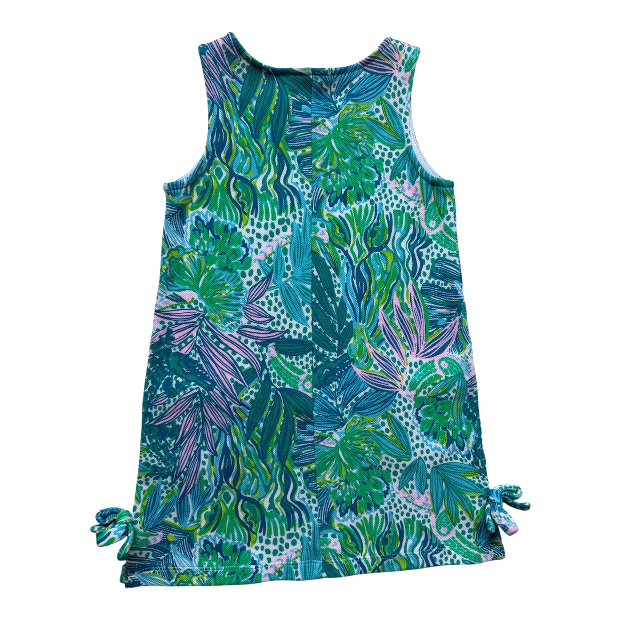 Girls Lilly Pulitzer Green & Blue Tropical Print Shift Dress