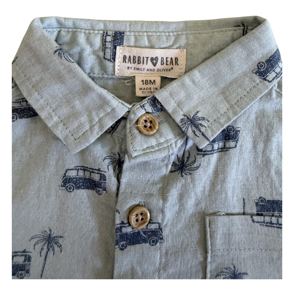 Toddler Boy Short Sleeved Button Down Shirt