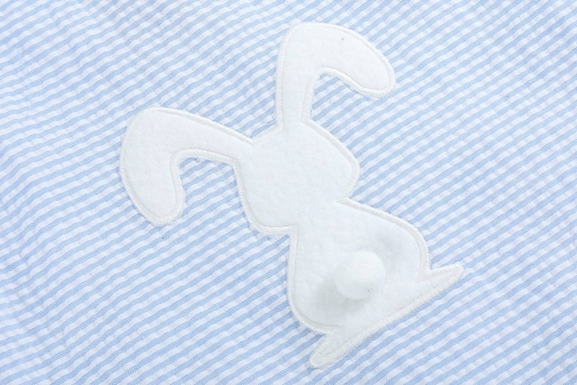 Light Blue Seersucker Pom Pom Bunny Swing Dress