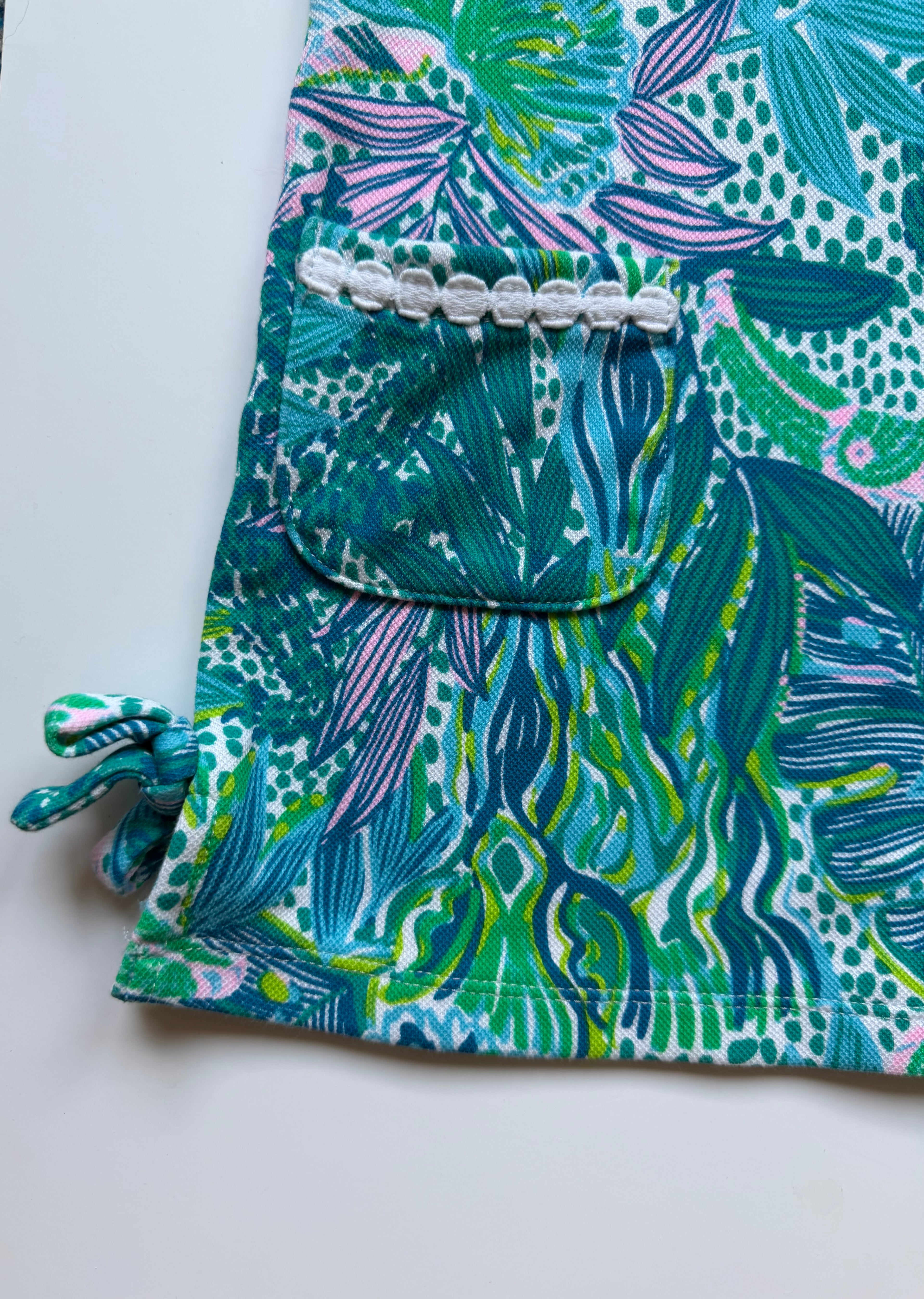 Girls Lilly Pulitzer Green & Blue Tropical Print Shift Dress