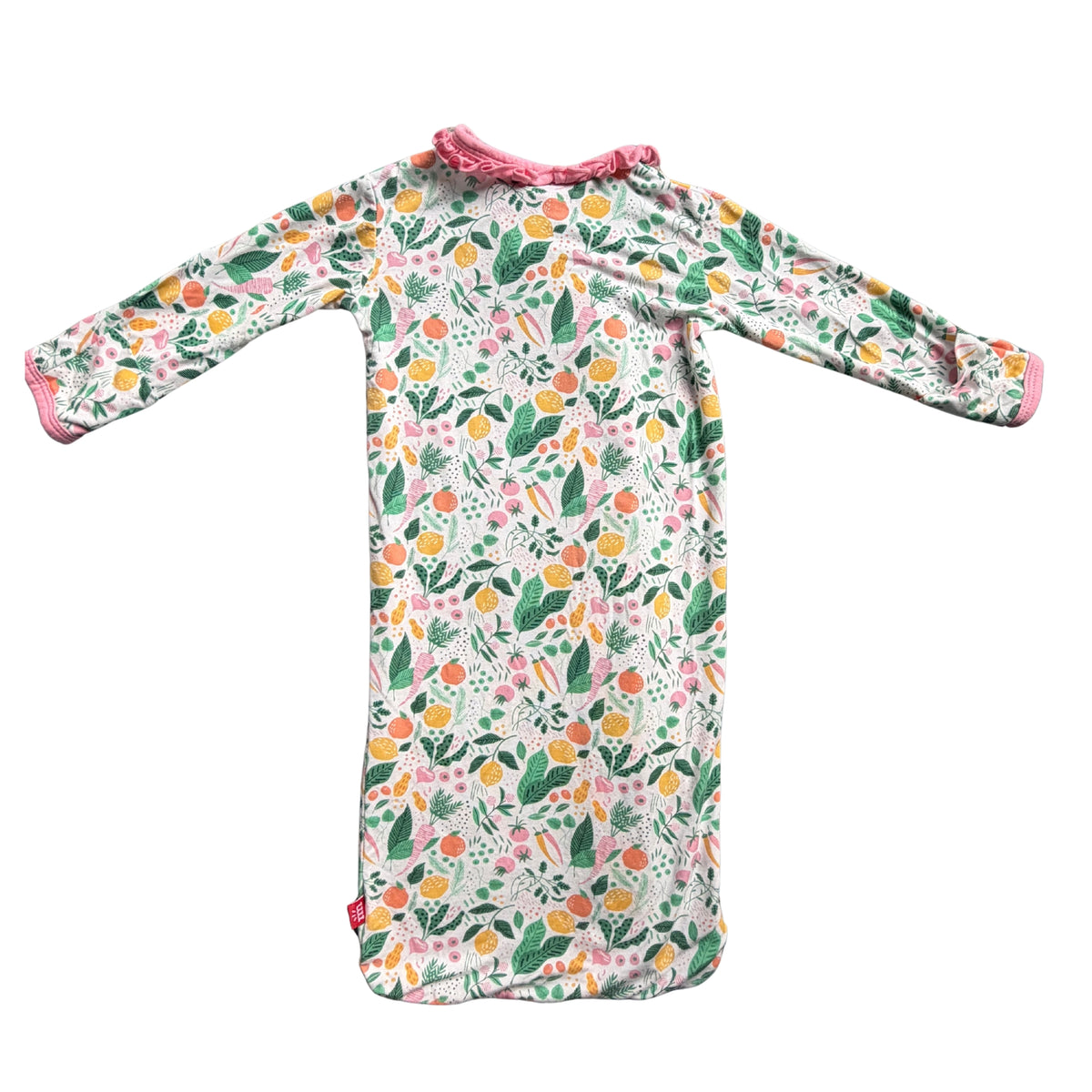Girls Pink Ruffle Fruit Patterned Newborn Gown