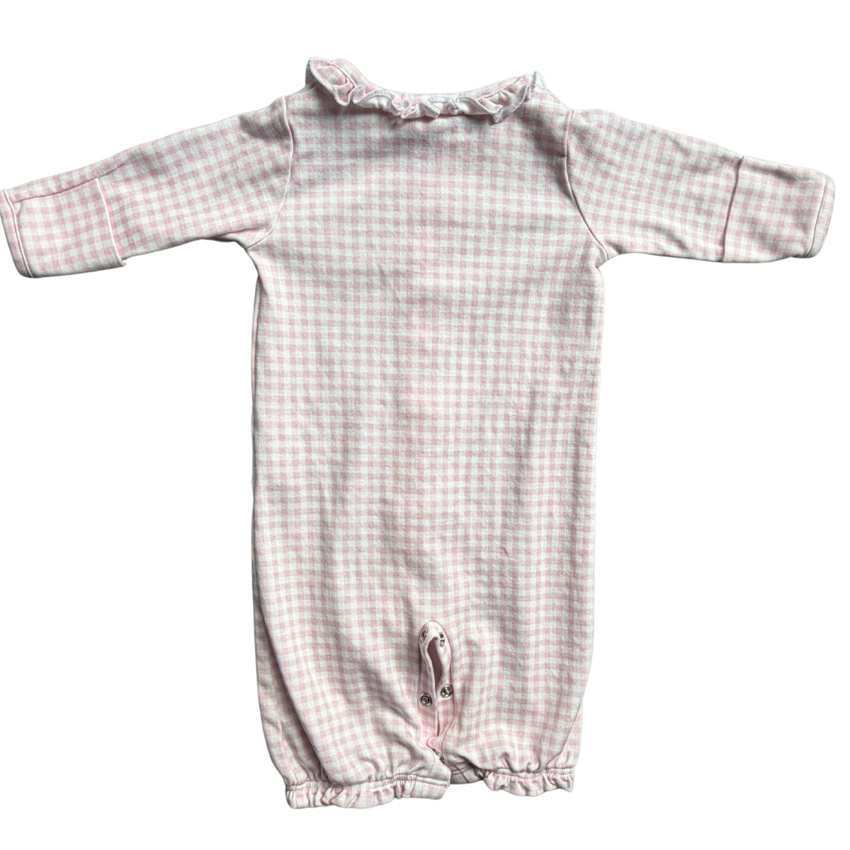 Pink Gingham Ruffle Preemie Gown