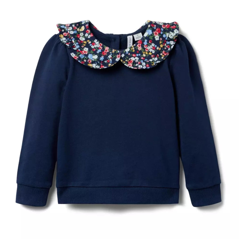 Janie and Jack Girls' Ditsy Collared Sweatshirt