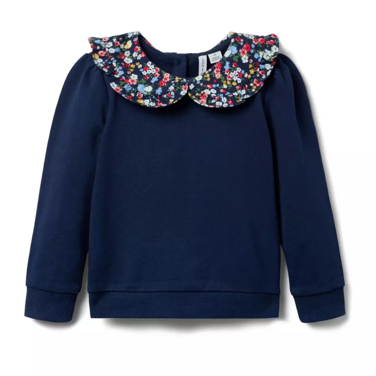 Janie and Jack Girls' Ditsy Collared Sweatshirt