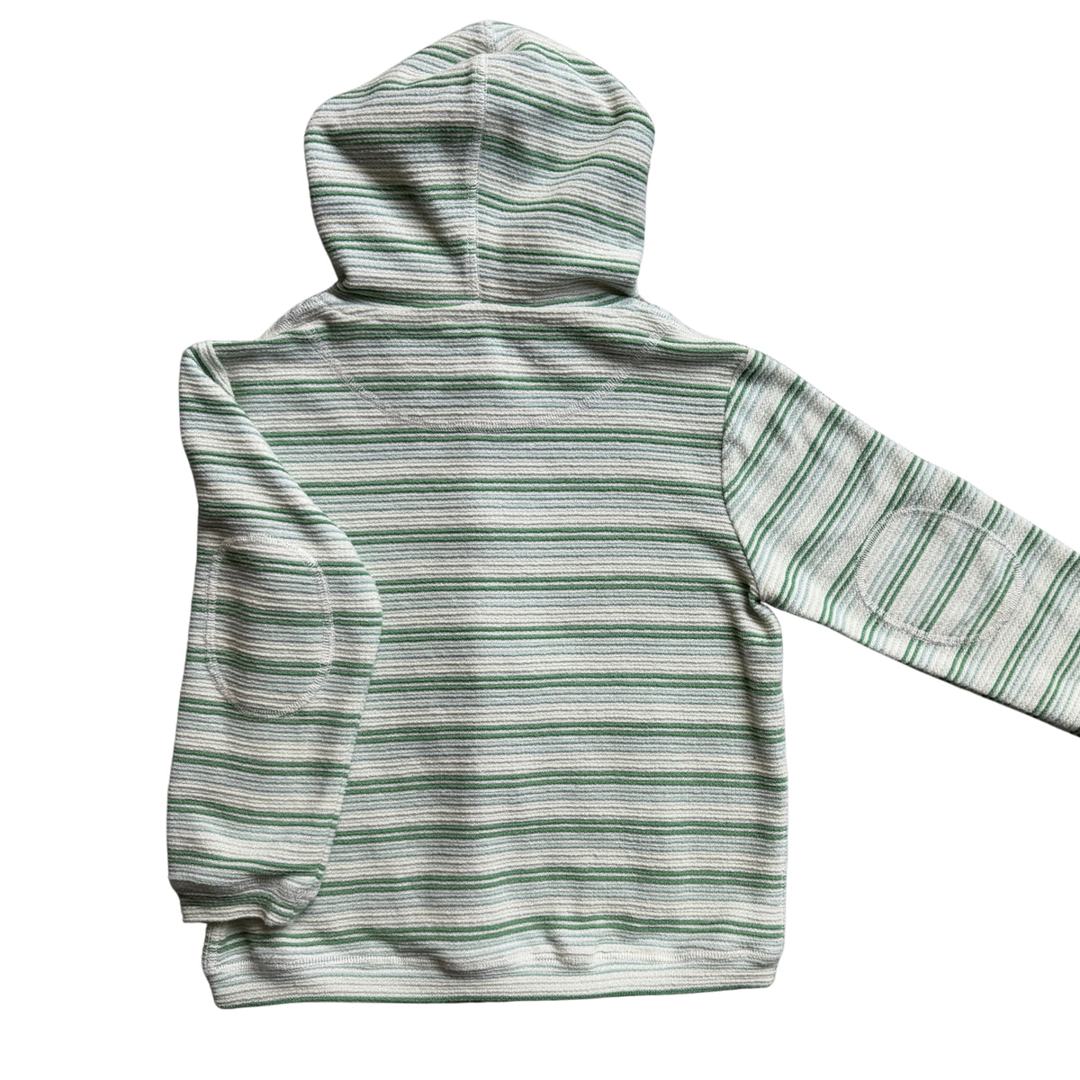 Boys Green & White Striped Zip Up Hoodie