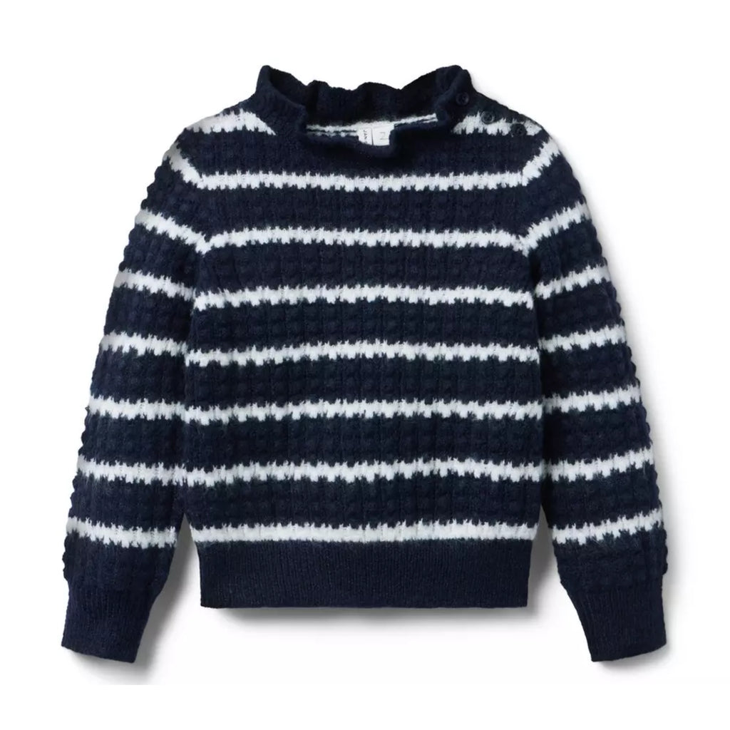Janie and Jack Girls' Navy & White Striped Knit Sweater