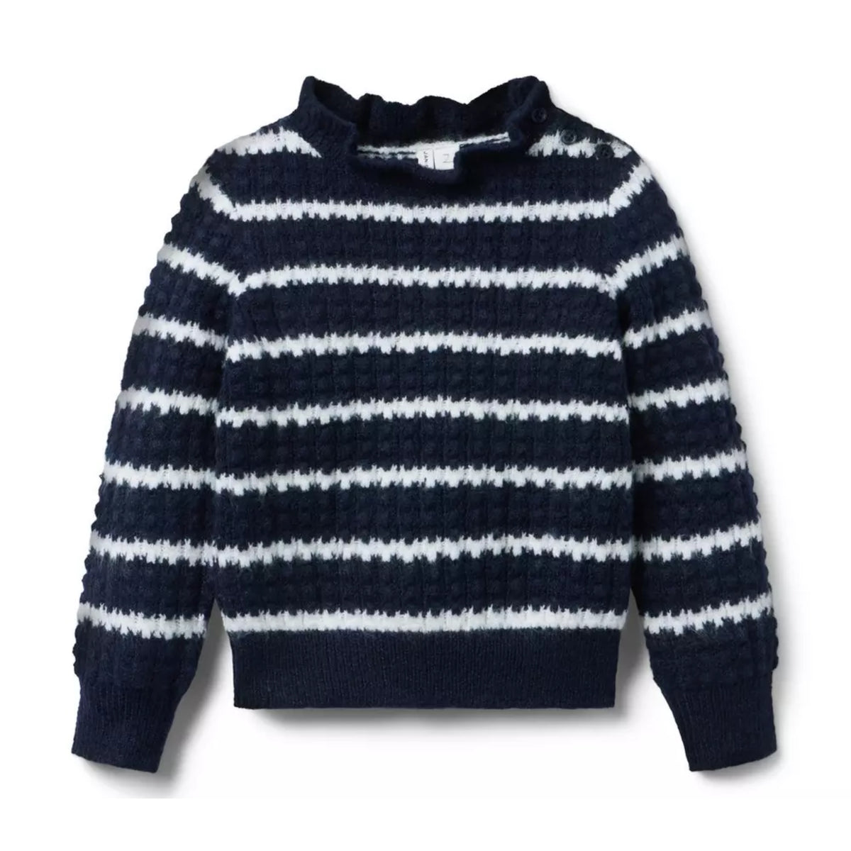 Janie and Jack Girls' Navy & White Striped Knit Sweater