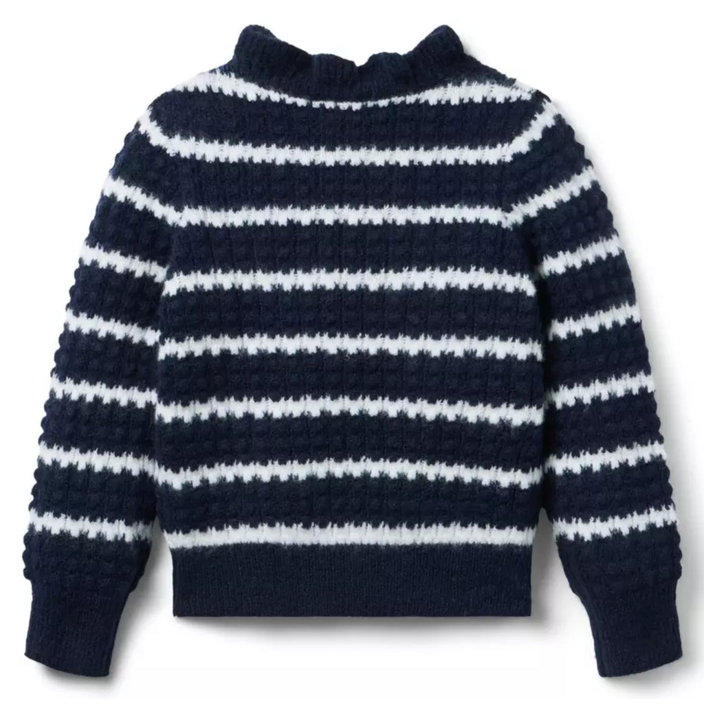 Janie and Jack Girls' Navy & White Striped Knit Sweater