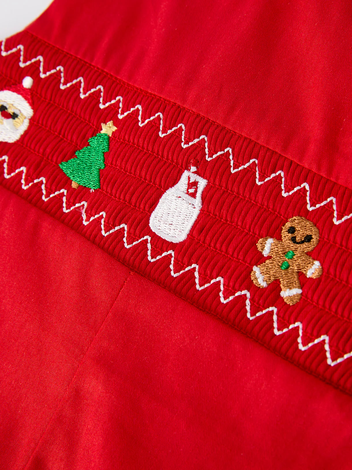 Christmas Gingerbread Embroidery Red Baby Boy Romper