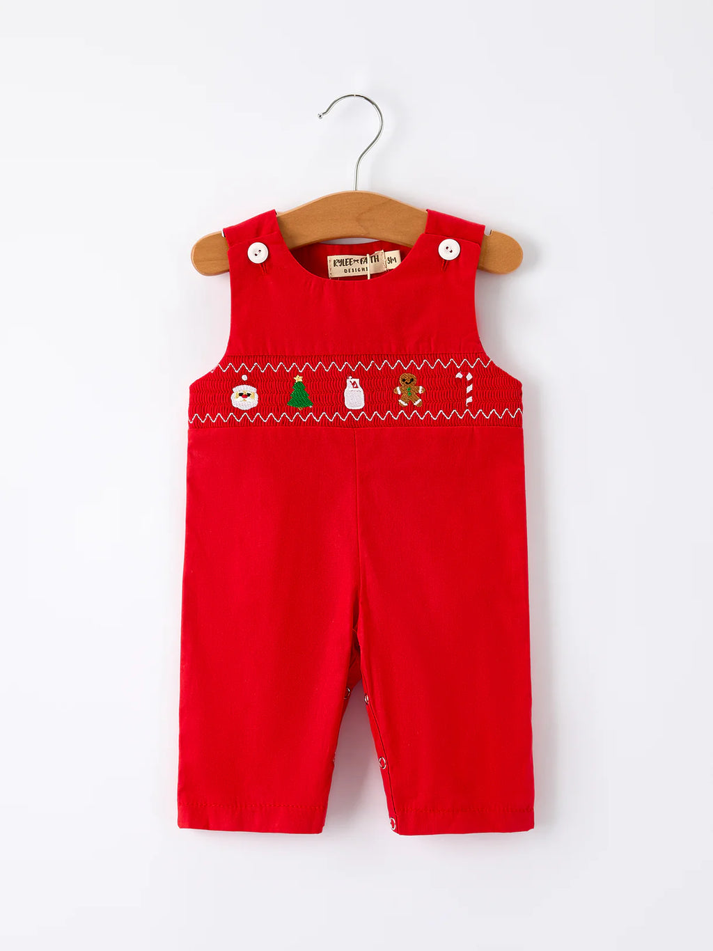 Christmas Gingerbread Embroidery Red Baby Boy Romper