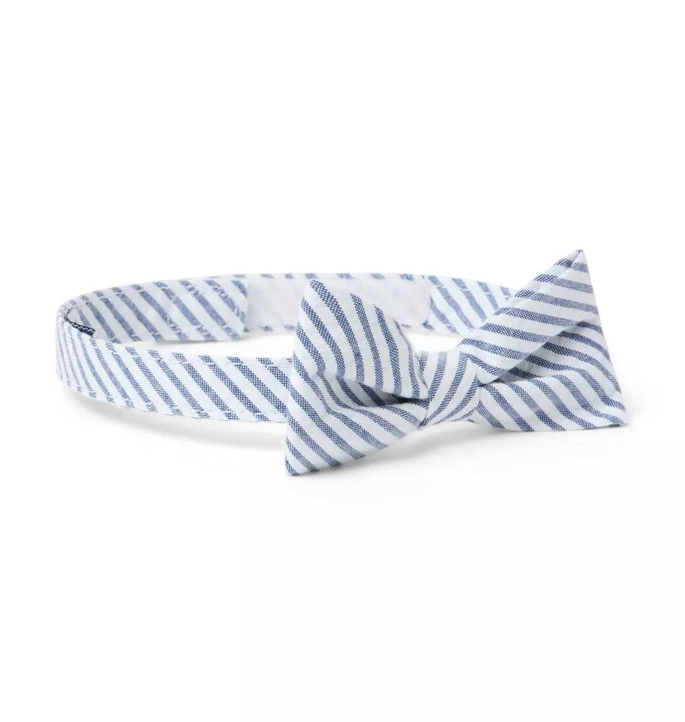 Boys Blue Striped Seersucker Bowtie