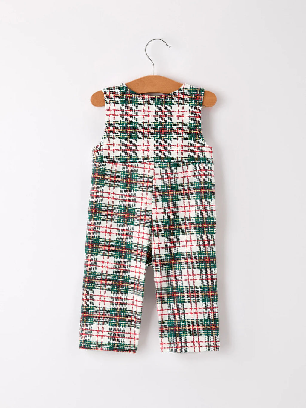 Christmas Jonjon Plaid Smocking Embroidered Boys Romper