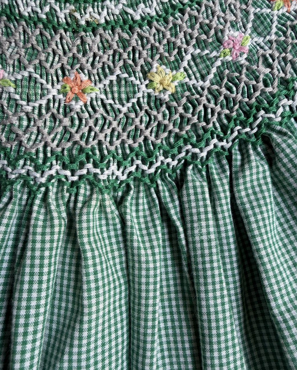 Baby Girl Hand Smocked Flowered Bubble Romper