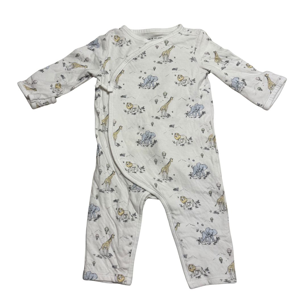 Baby Safari Toile Wrap One-Piece