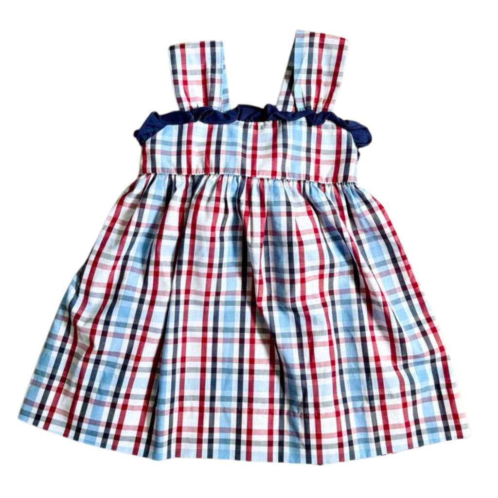 Toddler Girl Red, White & Blue Tie Back Dress