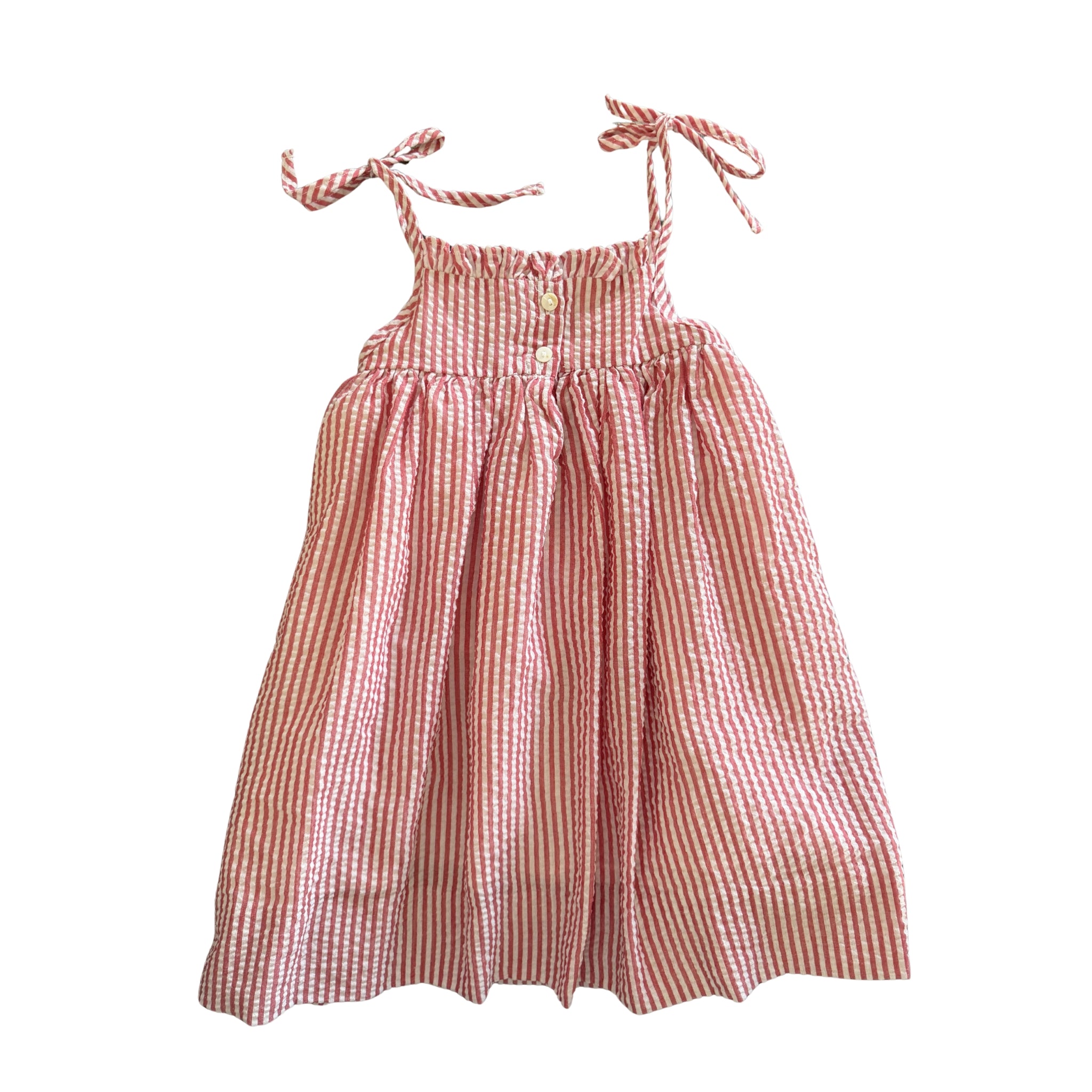 Girls Red, White & Blue Seersucker Smocked Dress