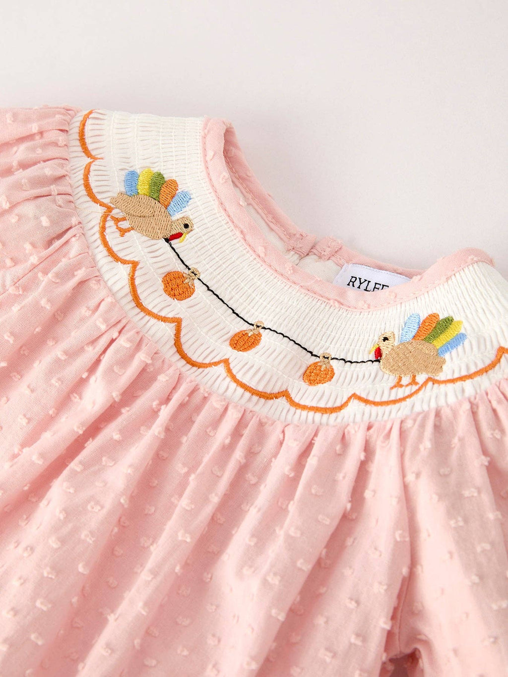 Fall Thanksgiving Turkey  Pumpkin Smock  Baby Romper