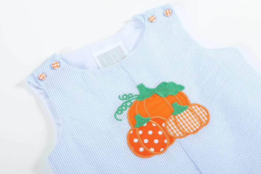 Baby Boy's Seersucker Pumpkin Romper