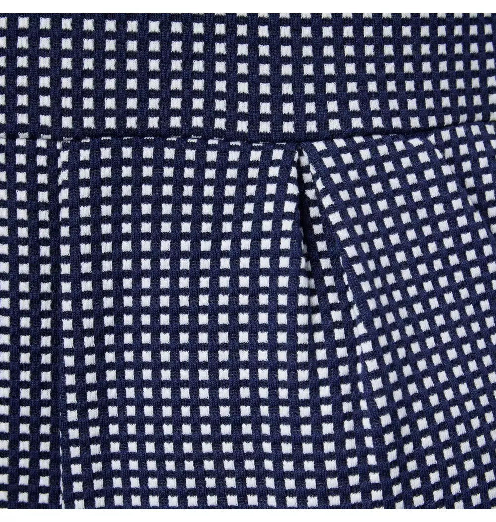 Girls Navy Blue Gingham Jacquard Romper
