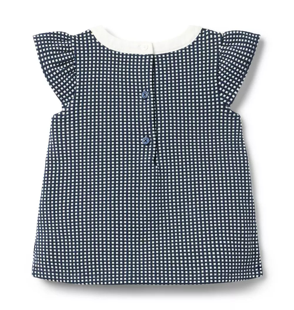 Girls Gingham Jacquard Bow Top