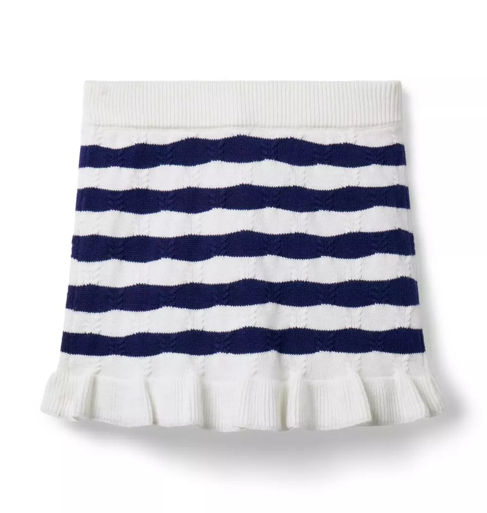 Girls Navy & White Sweater Skirt