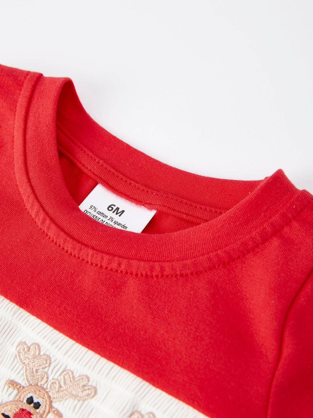 Christmas Red Reindeer Smocking Embroidery Boys Romper